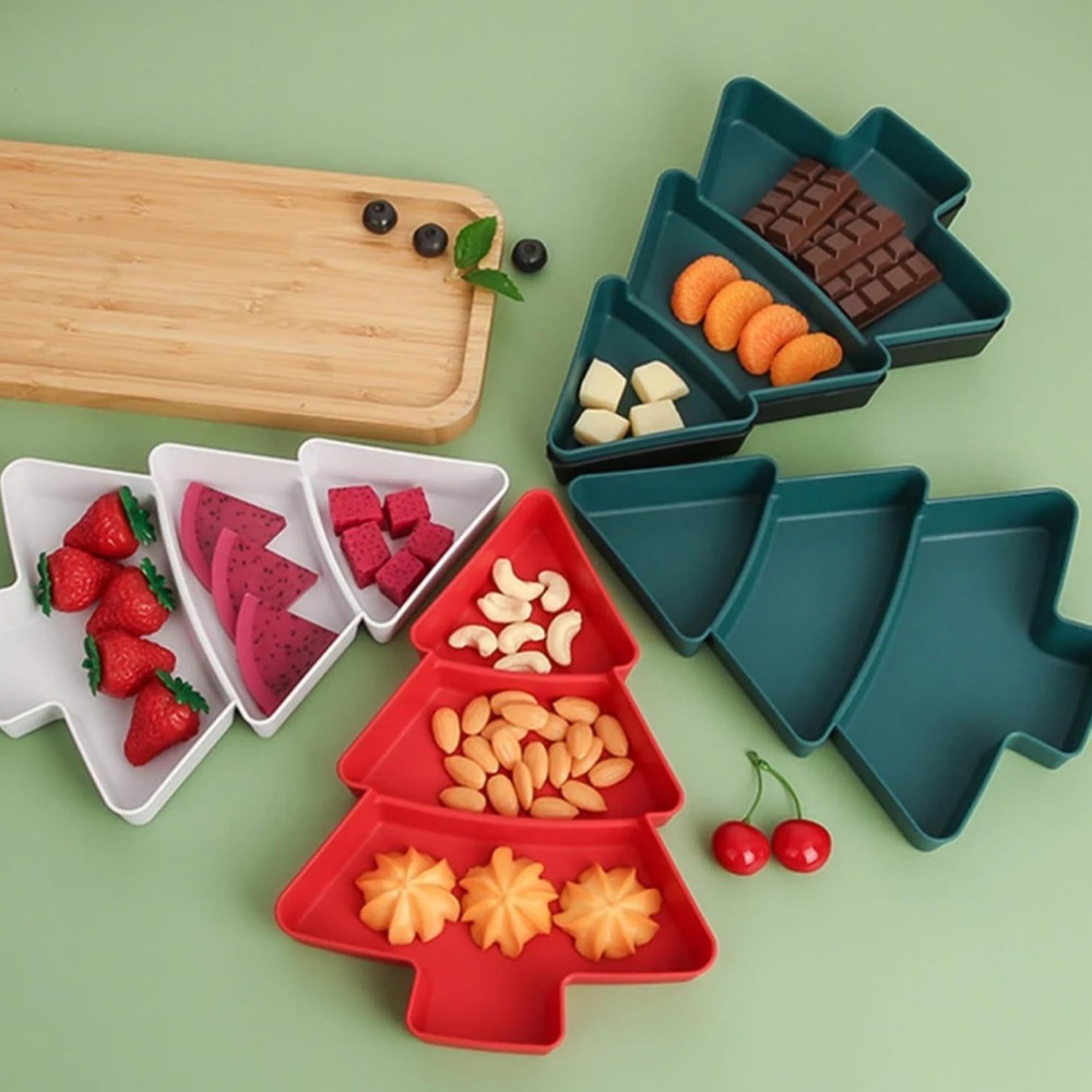 Set of 4 Tree-Shaped Snack Serving Trays